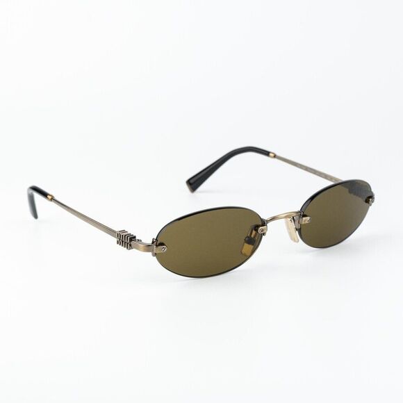 Miu Miu Women Sunglasses Old Gold Brown Oval MUA54S 26C09Z NEW AUTHENTIC